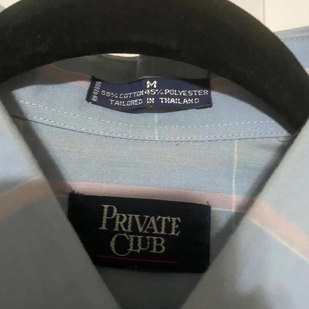 Private Club blue with pink stripes shirt sleeve dress shirt